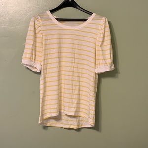 a.n.a striped puff sleeve shirt size medium